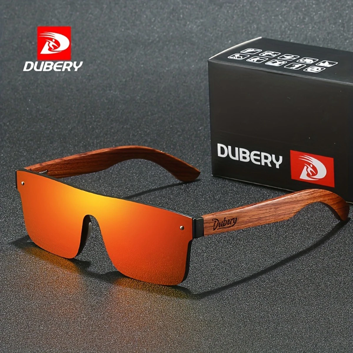 DUBERY 남녀공용 목재 편광 선글라스, UV400 보호, 6 가지 색상 모델 219