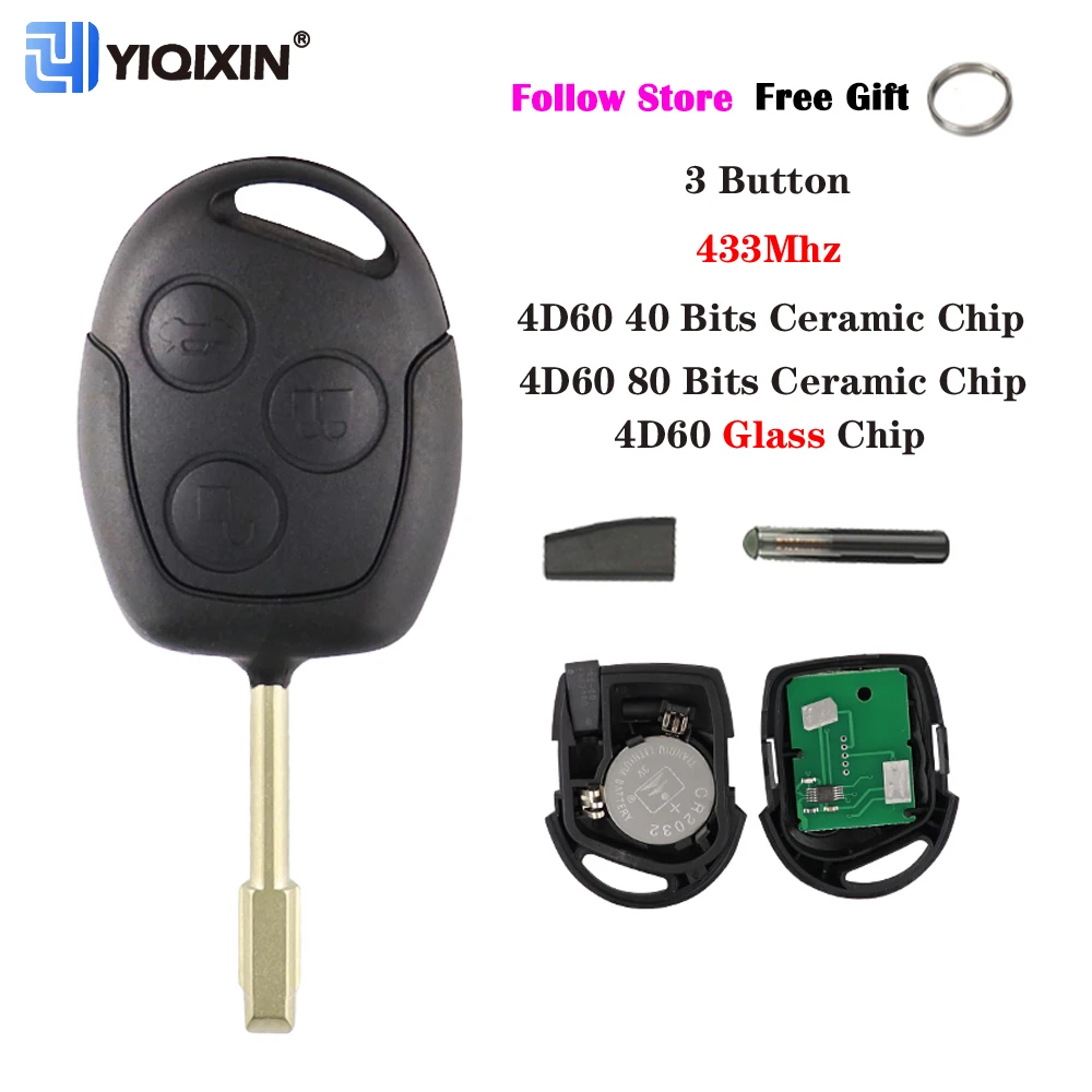 Yiqixin 433Mhz Fo21 Blade Car Remote Smart Key Per Ford Focus Fusion Galaxy Mondeo Fiesta 3 Pulsanti Mk2 Mk5 Mk7 4 D63 4 D60 Chip
