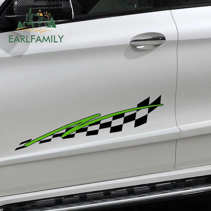 

EARLFAMILY 43 см x 9,9 см для черно-белой сетки зеленых линий автомобильные наклейки водонепроницаемые фотоаксессуары декор для багажника
