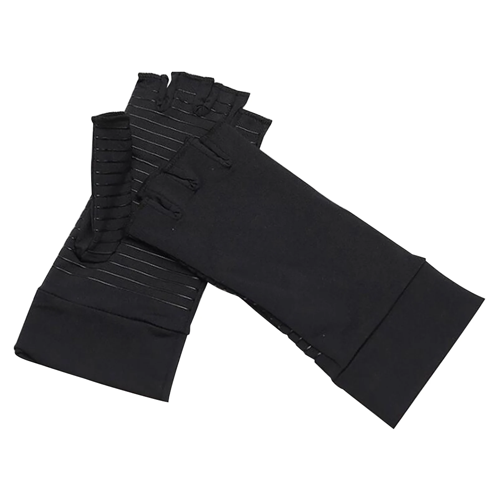 

1pair/pack Health Arthritis Gloves Black Wrist Support Joint Pain Relief Brace Half Finger Compression Anti Slip Protective