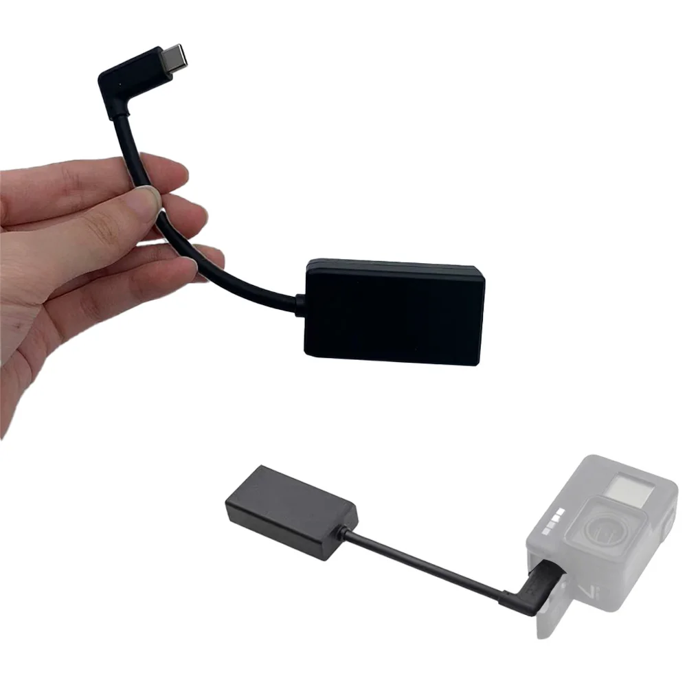 Adaptateur Micro Externe USB-C 90° pour GoPro Hero 13/12/11/10/9/8/7/6/5, emballage et contenu de la boîte.