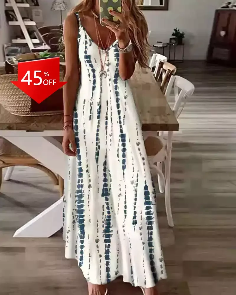 

Летнее Длинное Платье на бретельках с принтом в стиле Tie-Dye, длинное платье с широкой юбкой, повседневные платья, длинное платье с градиентным принтом y2k