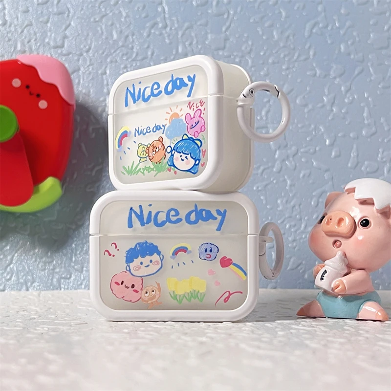 Coppia Boy Girl Doodle Case Per Apple Airpods 2 3 Generation Cover Per Airpods Pro 2Nd Gen Per Air Pods 3Rd Guscio Protettivo