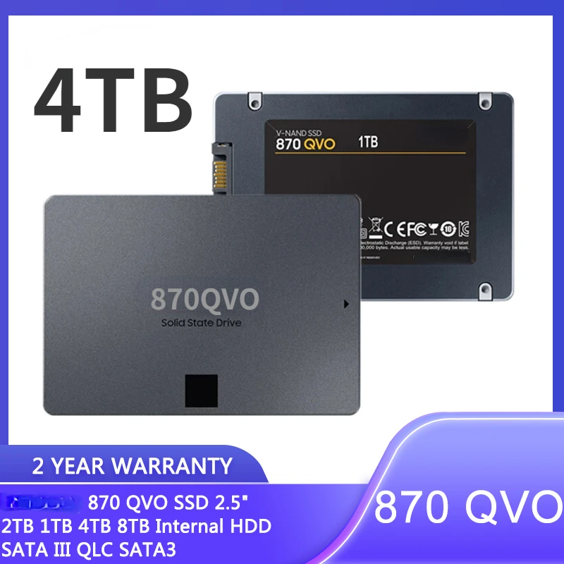 2024 SSD 870 QVO SATA 2.5 SSD Hard Drive HDD 8TB SSD 1TB Internal Solid State Drive 2TB 4TB Hard Disk Max 560Mbs HDD For PC