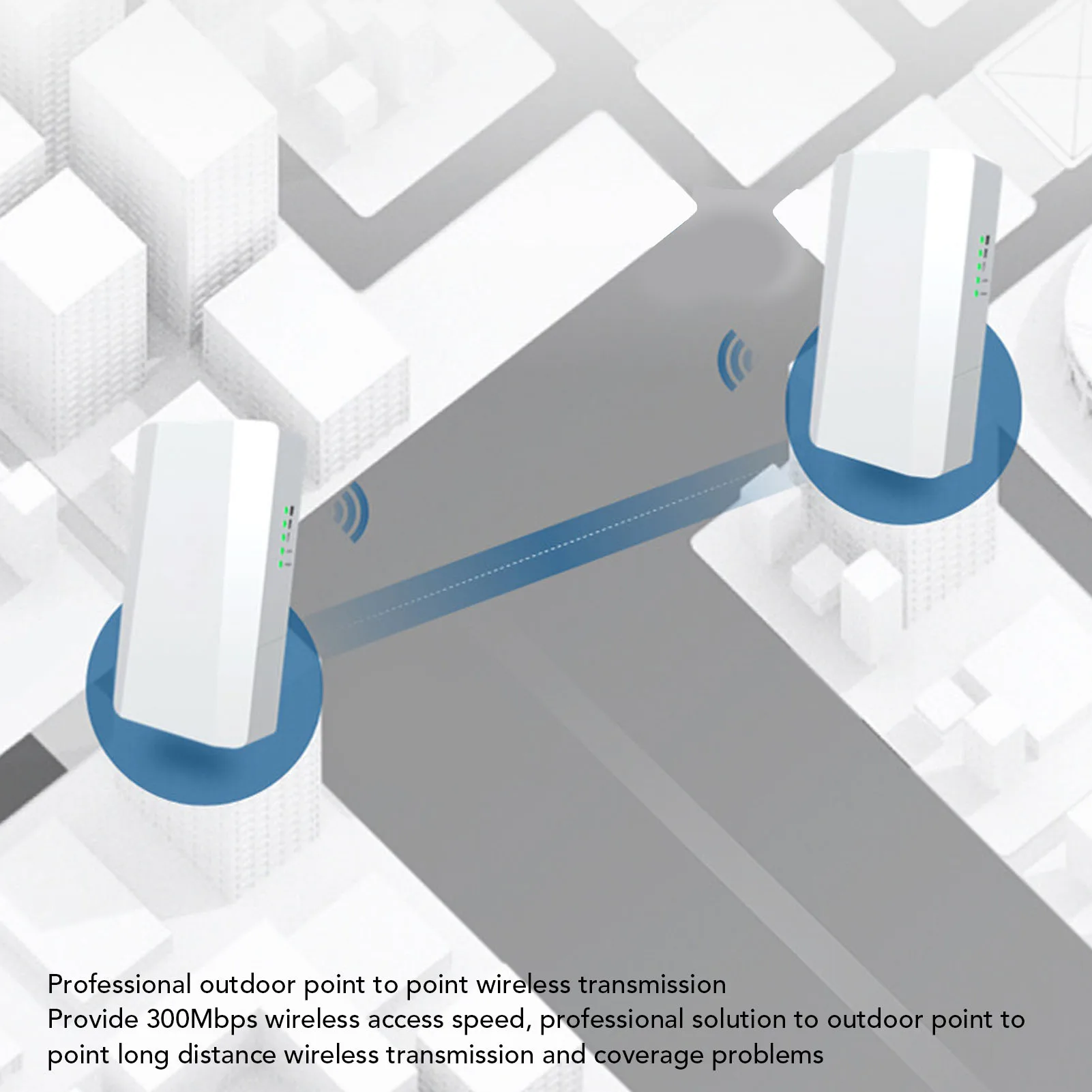 야외 무선 브리지 2.4G 무선 브리지 300Mbps 500m 장거리 포인트 투 포인트 IP65 방수 WiFi 브리지 키트 (야외용)