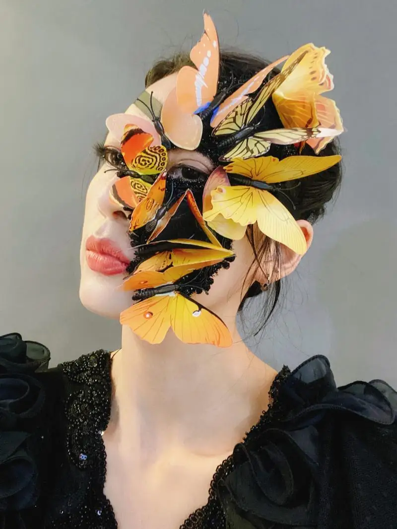 

Butterfly Mask Unisex Halloween Cosplay Half Face Masquerade Party Role Playing Perform Accessories Prop