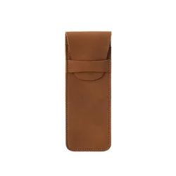 Vintage Frosted PU Leather High - End Fountain Pen Protective Sleeve with Large Capacity (Brown)