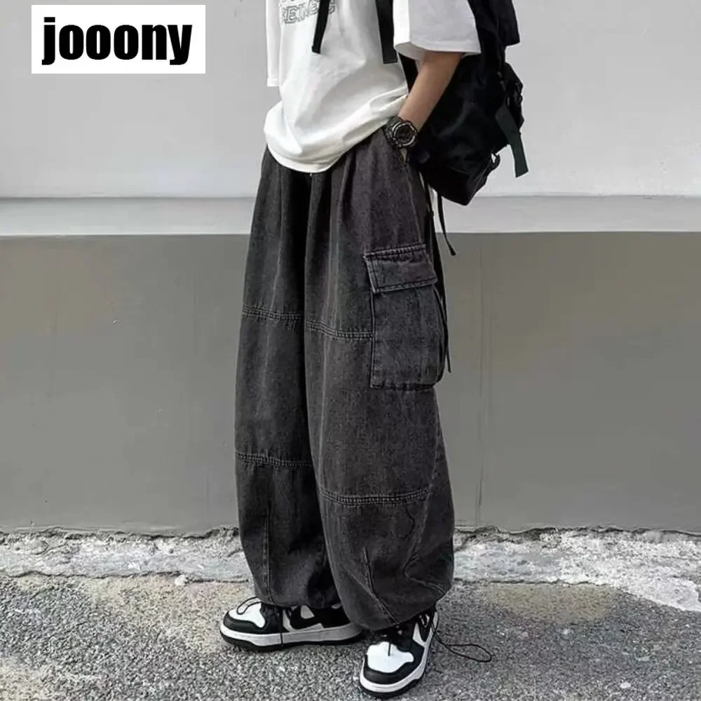 2022 Spring Autumn Trousers y2k baggy jeans for men Wide leg Pants Pockets Elastic Waist Streetwear Loose comfortable Pants 3