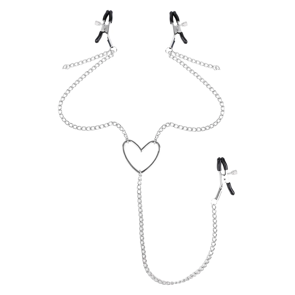 Nipple Clamp Three Chains Adjustable Heart-shaped Nipple Clips Breast Clip Adult Sex Toys for Women and Couples Pleasure nipple sex toys nipple clamps