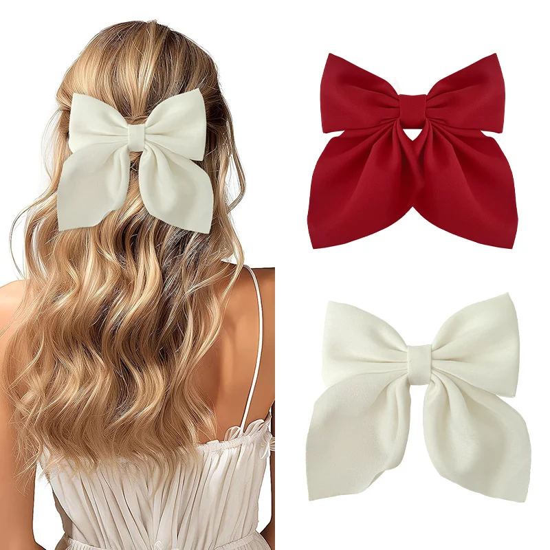 2/3/4/5 Stück Mädchen-Modefarben, kurze Schleifen-Haarspangen, weiche Haarnadeln mit klassischem Schwanz, Vintage-Haarspange aus Metall, Seidenstirnband, E – Detail 6