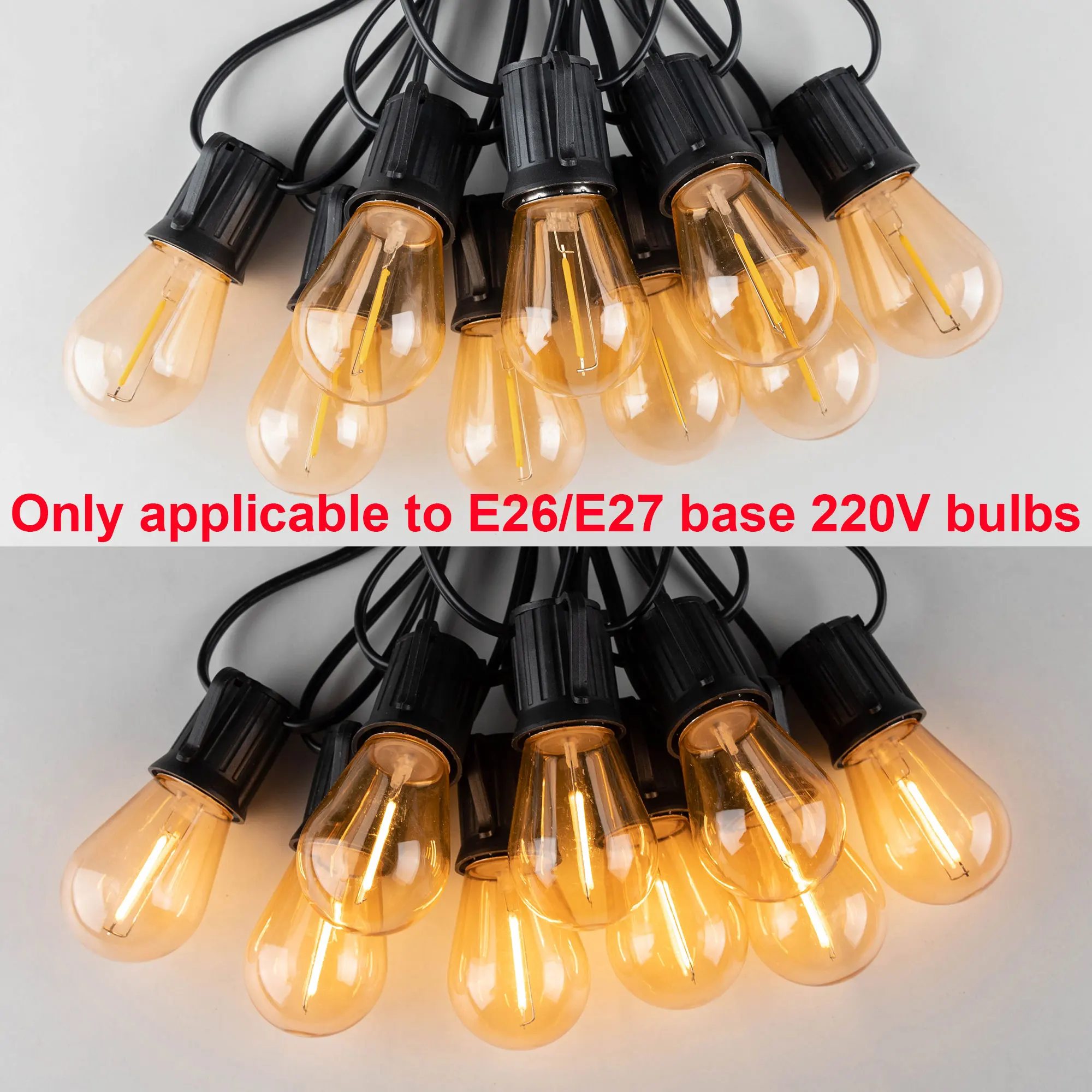 Outdoor Patio String Light Cable with E27 Sockets and EU Plug - Perfect