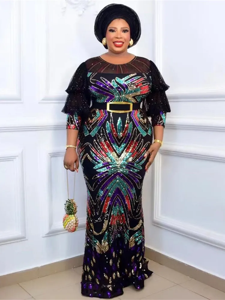 

Соблазнительные Длинные вечерние платья, модное женское облегающее блестящее роскошное Коктейльное Платье макси с блестками для свадебной вечеринки, женское платье в африканском стиле