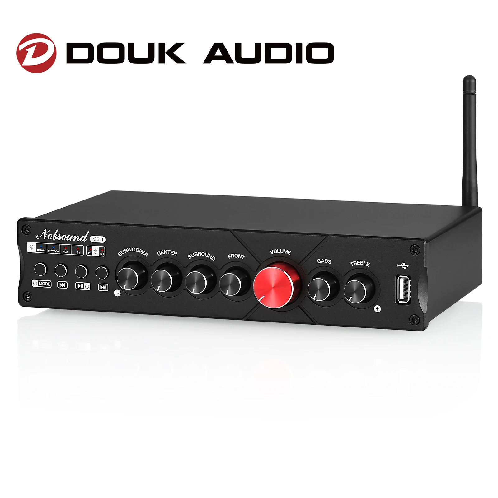 Douk Audio 5.1 Canali Amplificatore Digitale Hifi Bluetooth 5.0 Ricevitore Usb/Coassiale/Opt Amplificatore Di Potenza Home Theater Con Subwoofer Ldac