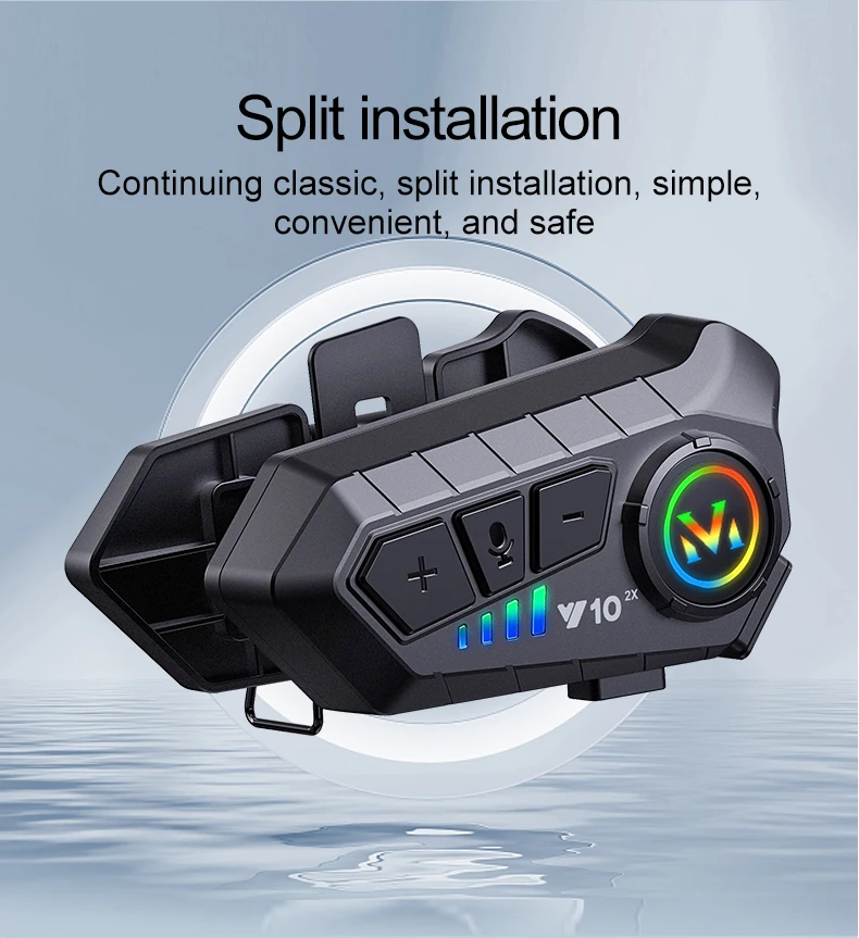 Y10 2X Motorradhelm-Headset BT5.3 für 2 Fahrer Intercom 300M Wasserdicht Musik-Sharing Motorrad-Intercom-Headset Interphone – Detail 1