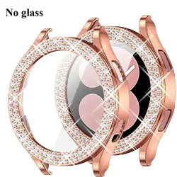 Elegant Bling Diamond Transparent Protective Watch Case with Screen Protector - Galaxy Watch6 40 (Rose gold)