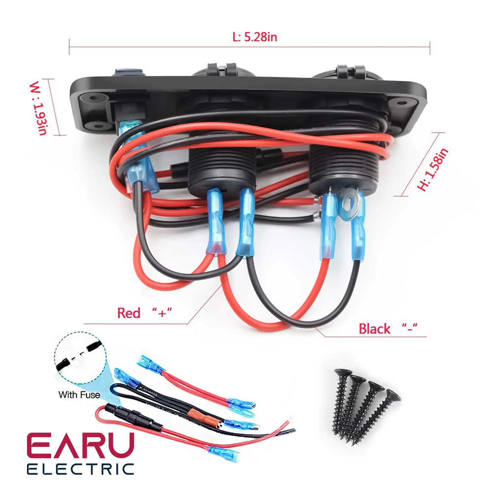 Presa Caricabatterie Auto USB QC3.0 E PD Type-C Con Interruttore E Voltmetro - 12V/24V