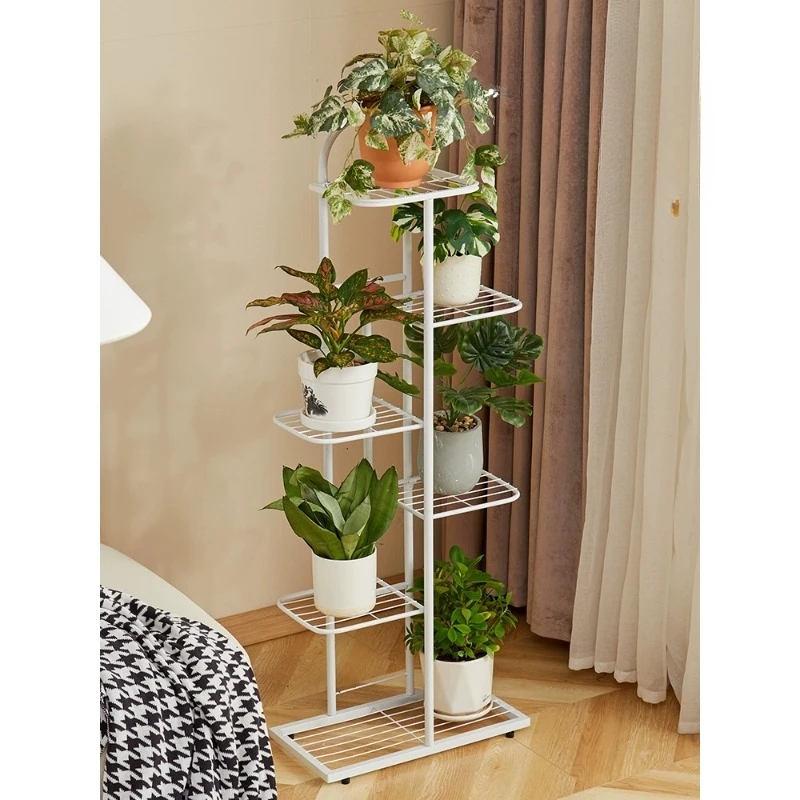 Living Room Floor Standing Storage Rack Balcony Flower Pot Succulent Iron Art Indoor Space Saving Strong Load-bearing Capacity