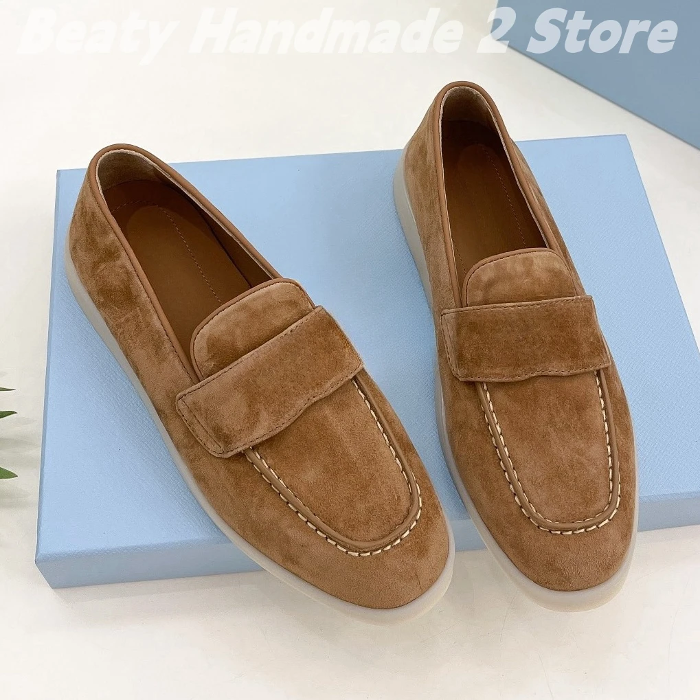 Classic Almond Shaped Toes Solid Loafers Flat With Faux Suede Daily Sewing Woman Shoes Platform Slip On Zapatos Mujer Size 35-45 3