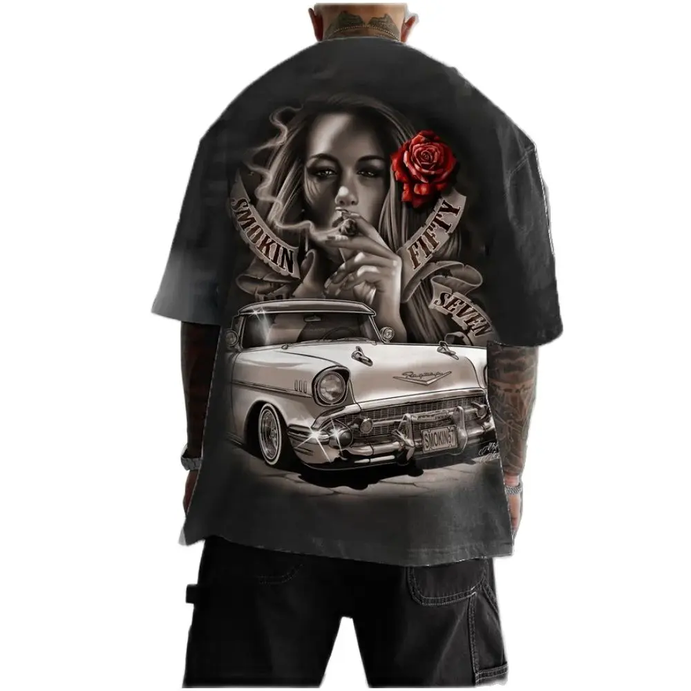 

Футболка мужская с 3D принтом, короткий рукав, винтажная уличная одежда, топ в стиле хип-хоп, оверсайз