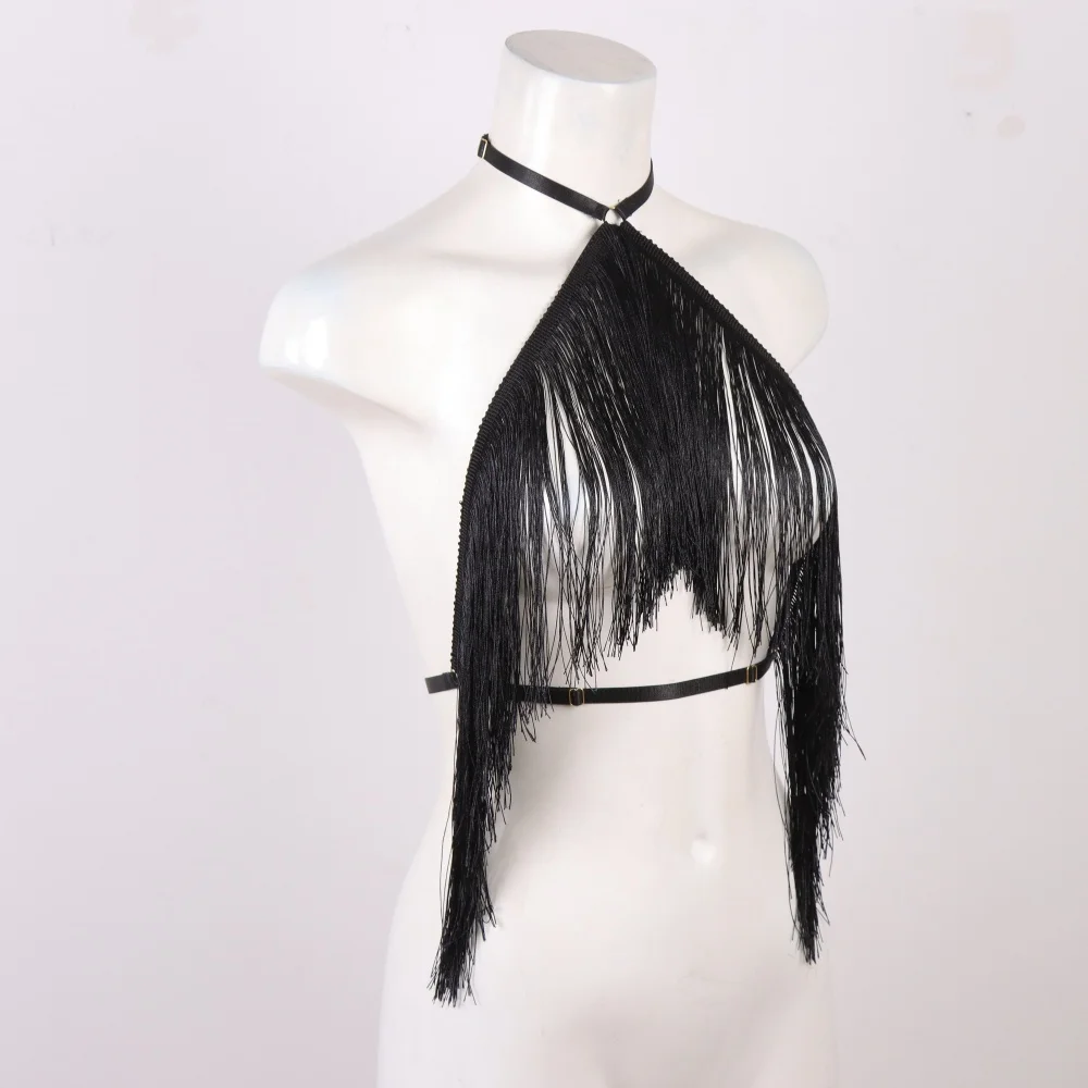 Black Tassel Halter Top Image 2