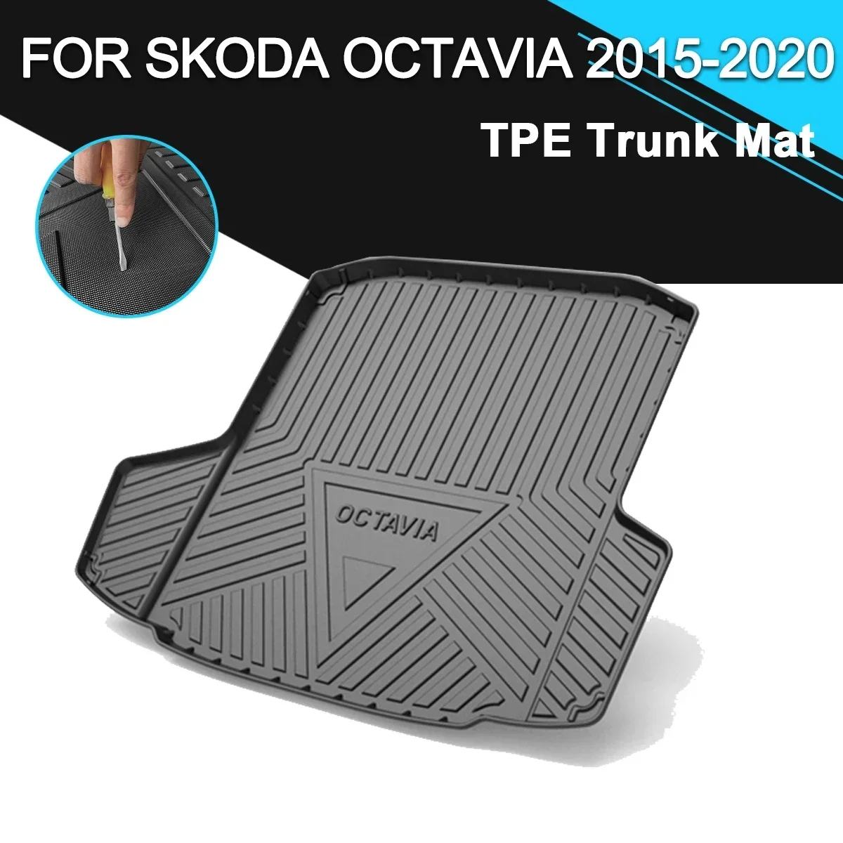 

Car Rear Trunk Cover Mat Rubber TPE Waterproof Non-Slip Cargo Liner Accessories For Skoda Octavia 2015-2020