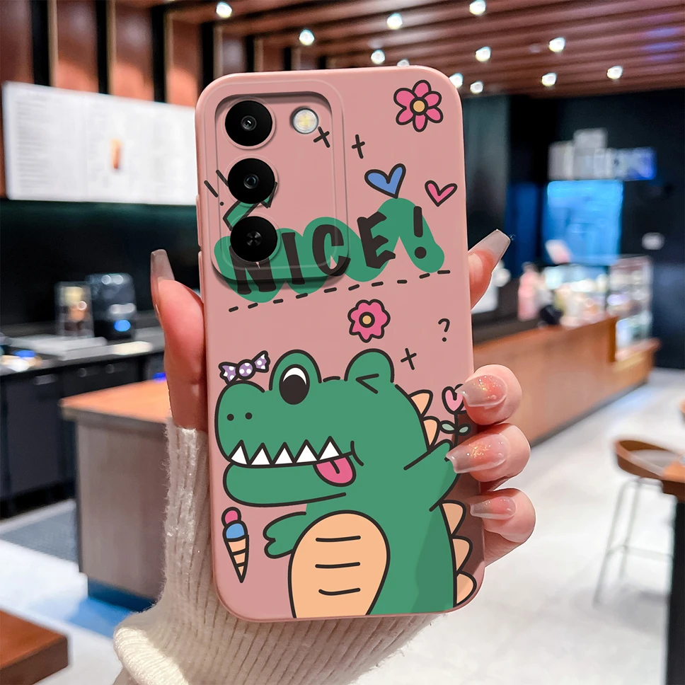 Lovely Dinosaur Slim Liquid Silicone Soft Shockproof Phone Cover, Anti-Slip