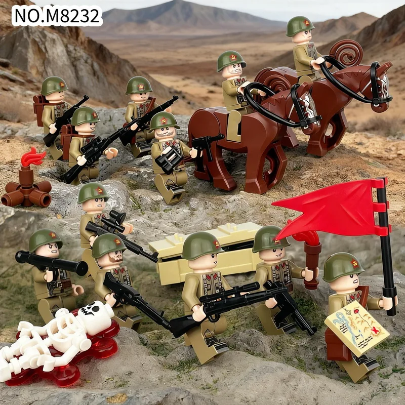 Elite Combat Building Blocks Playset with Soldier Figures, Weapons, and Canine Companion - Engaging DIY Toy Gift
