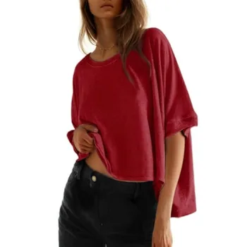 Dokotoo Summer Shirts 2026 Womens Solid T Shirts for Women Loose Oversized Tops Basic Tee