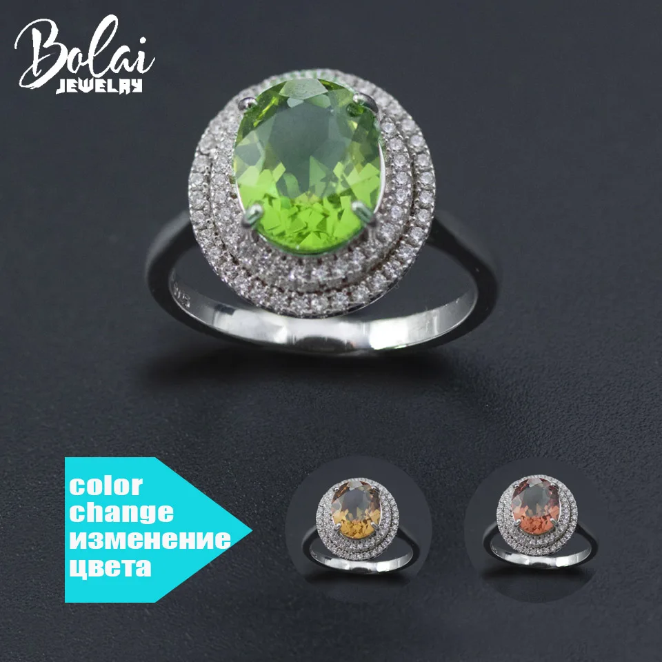 

Женское кольцо из стерлингового серебра 925 пробы Bolai, овальное кольцо 10*8 мм, Nano Diaspore Zultanite, подарок для мамы