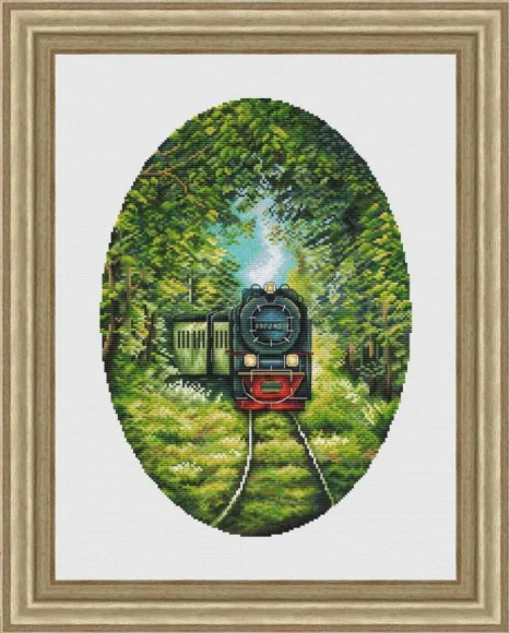 

Комплект для вышивки крестиком 21-forest train 35-46, Набор для вышивки крестиком из холщовой ткани Aida 14CT 14CT, декор для гостиной
