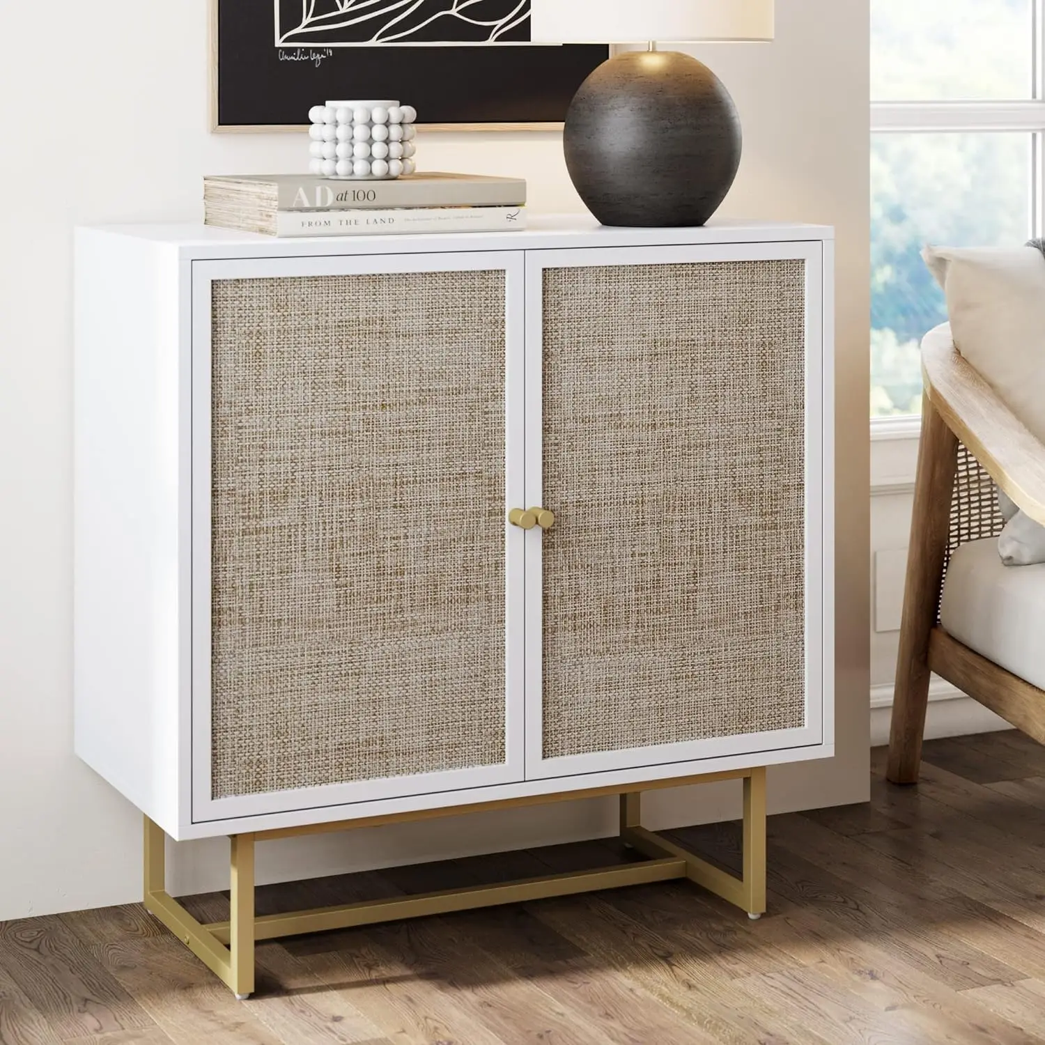 

New Accent Boho Modern Free Standing Buffet Sideboard Hallway, Entryway, Dining Living Room, 1 Storage Cabinet