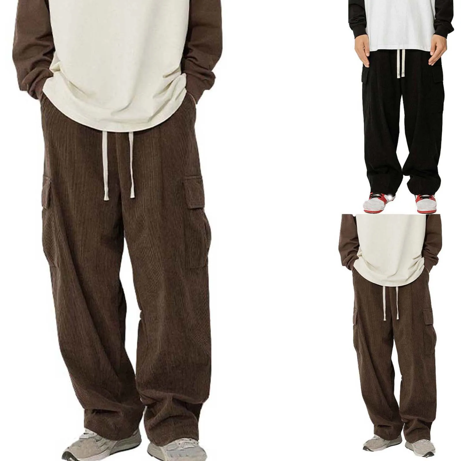 

Брюки-карго мужские вельветовые, спортивные штаны в стиле хип-хоп, Свободные повседневные брюки, нейтральная уличная одежда в стиле ретро, модные штаны в стиле Харадзюку