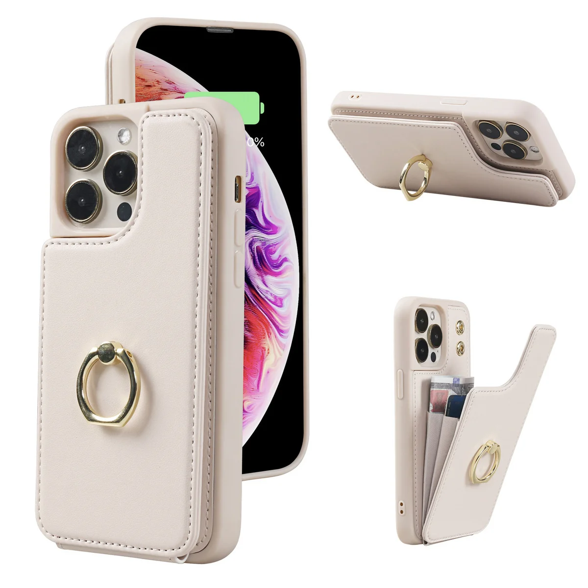 14 phone case 13/12/11pro/Max wallet insert card phone case finger ring holder women new 15promax 14promax 13promax 12promax 11