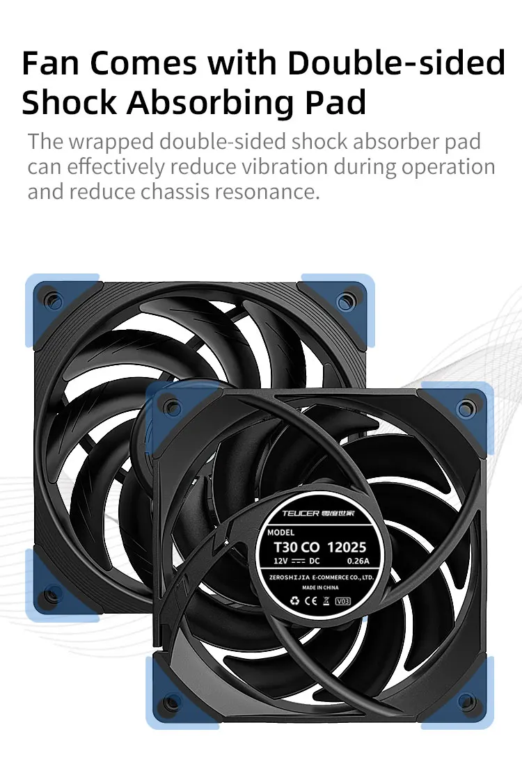 T30 Series PC Cooling Fan High Wind Pressure Performance Version Dynamic Balance
