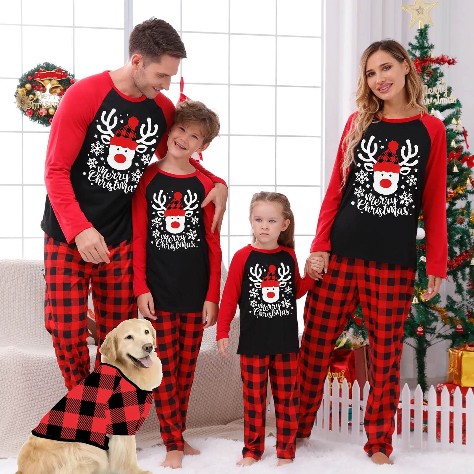 thumbnail image 1 of Conjuntos familiares a juego para Navidad, pijamas de 2 piezas para mamá, papá e hijos, mamelucos para bebé, ropa de dormir informal y holgada, pijamas de aspecto familiar para Navidad, 1 of 5