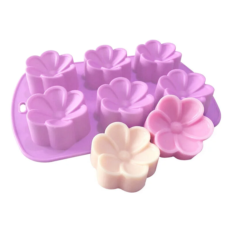 

6Cavity Flower Soap Mold Handmade Mousse Cake Silicone Baking Tools s For Making