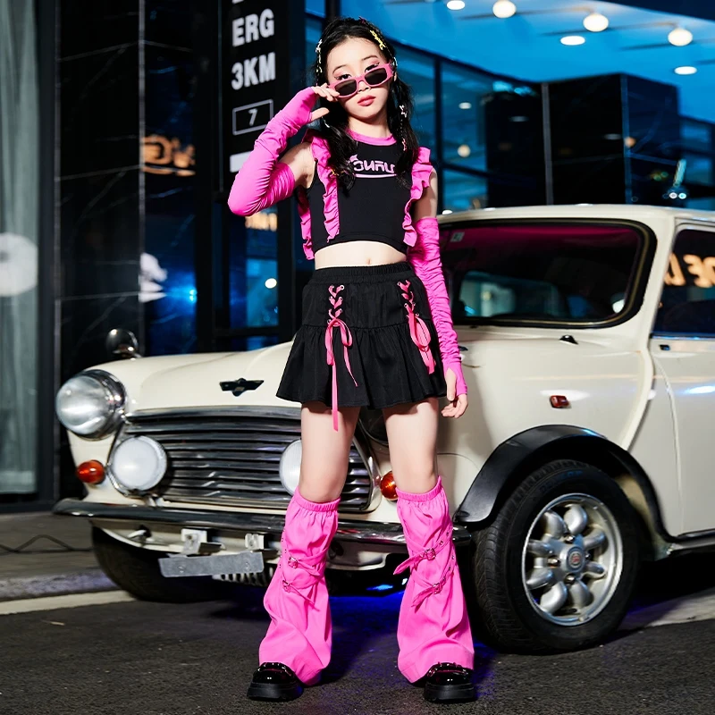 

2023 New Modern Jazz Dance Costumes For Kids Sleeveless Skirts Suit Children Clothing Hip Hop Dance Performance Wear DQS14831