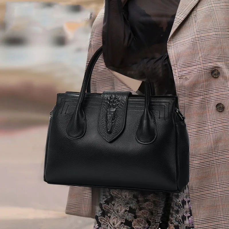 

First Layer Cowhide Leather Women's Handbags 2023 New All-Match Shoulder Messenger Bag Fashion Ladies Bags Female Style