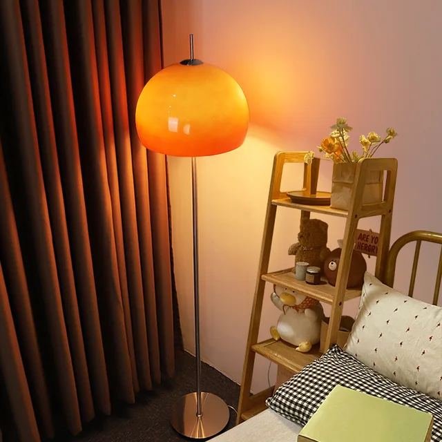 Retro Medieval LED Floor Lamp Living Room Sofa Mushroom Design Light INS Bauhaus Nordic Moonlight Floor Lamp Glass Lampshade