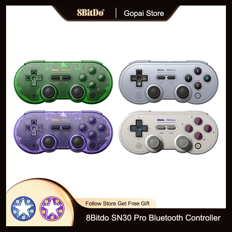 Manette Bluetooth sans fil 8BITDO SN30 Pro avec support de téléphone r