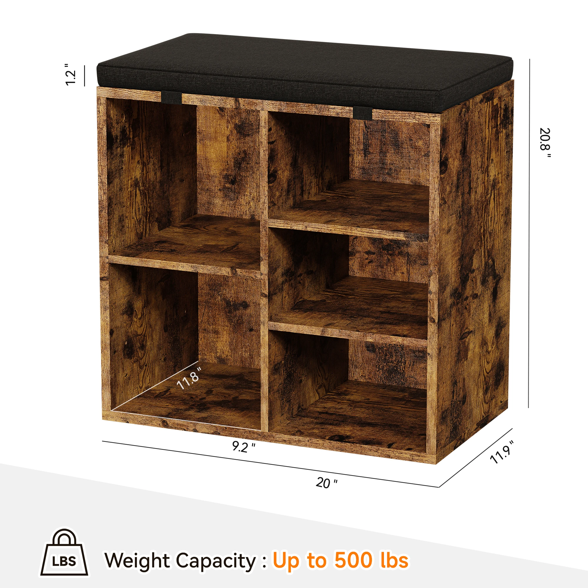 Shoe Storage Bench Cubby Organizer For Entryway, Shoe Bench Storage Rack With Foam Pad Seating Cushion For Hallway Bedroom 3