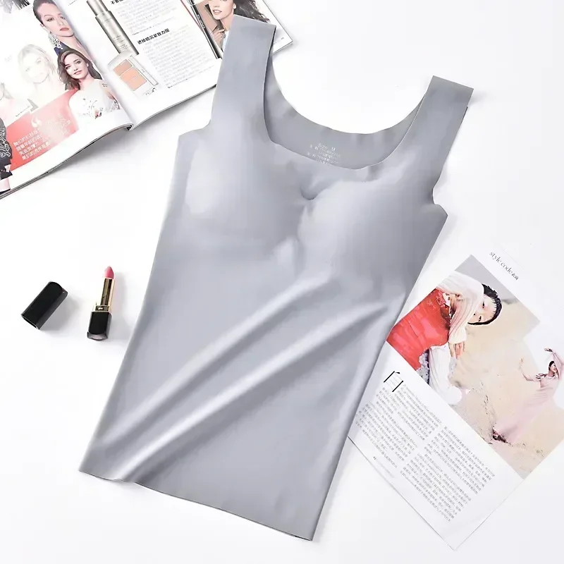 

Soutien Feminino Vest Sleep Ice Wireless Crop Tee Top Gorge Padded Tank Up Camisole Silk Cami Seamless Lingerie Push