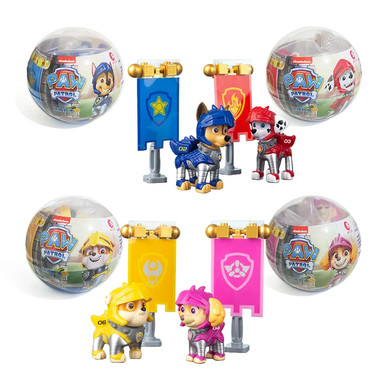 Paw Patrol Capsule Toys Building Blocks Banner Gacha Assemblaggio Anime Figure Rescue Knights Macerie Chase Skye Marshall Kids Gift