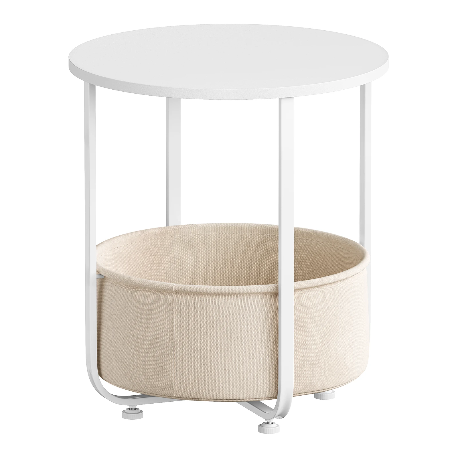 WOLTU Runder kleiner Couchtisch, Beistelltisch mit Stoff-Aufbewahrungskorb, Metallrahmen, Nachttisch, modern, für Wohnzimmer, Schlafzimmer – Detail 7
