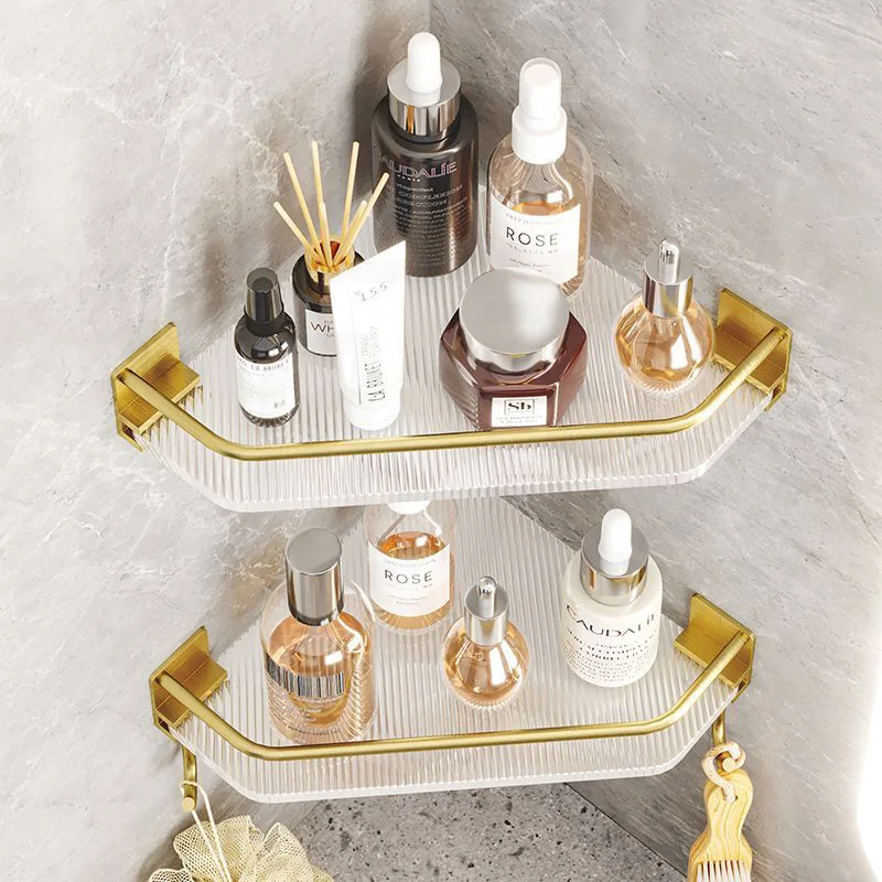 Gold Acrylic Bathroom Shower Shelf without Drill Rustproof Bath Room Caddy Toilet Skincare Shampoo Corner Triangle Storage Rack storage rack bathroom shelf shower shelf bathroom storage shelf shower rack bathroom corner shelf toilet shower rack