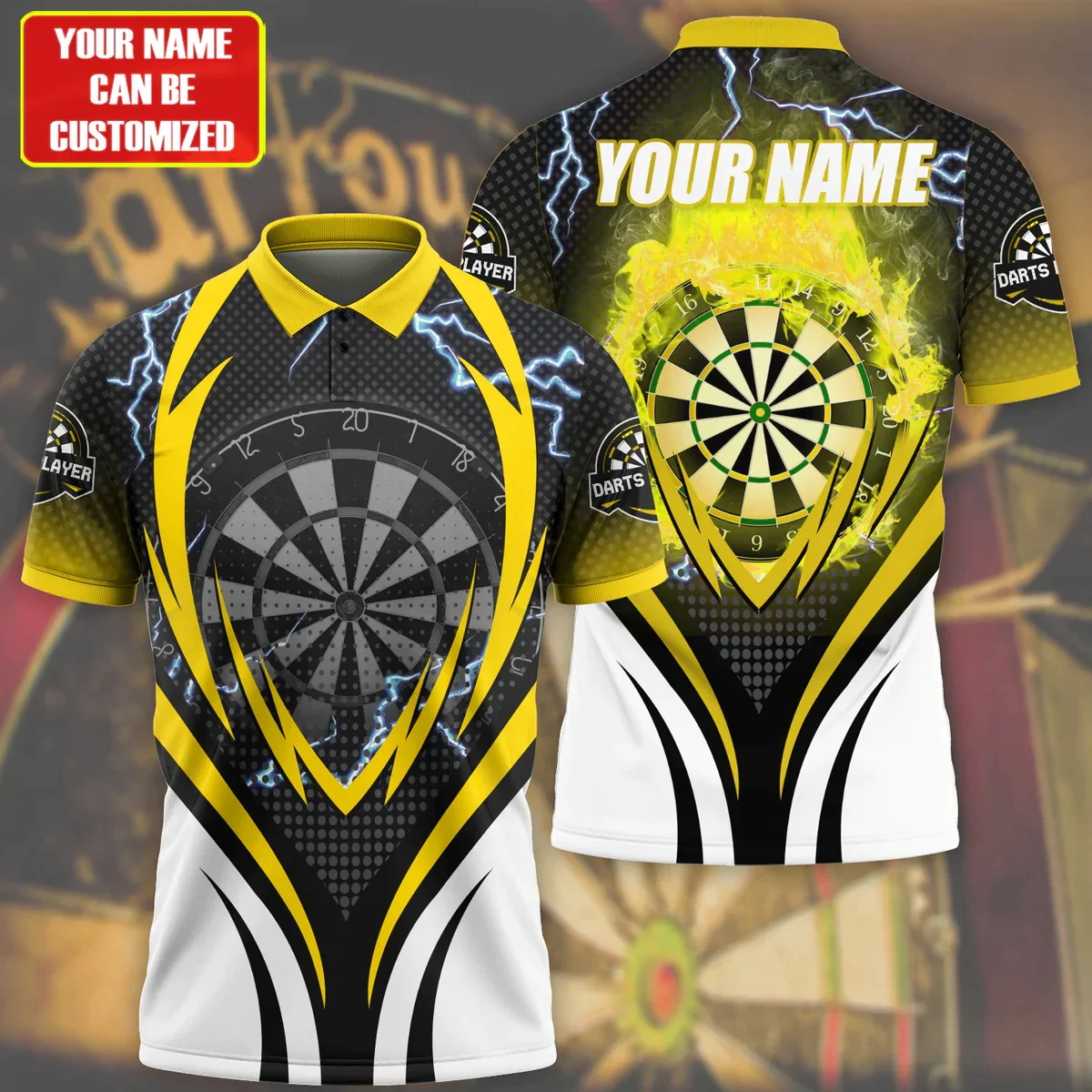 PLstar Cosmos Personalisierter Name Darts 3D-gedrucktes Sommer-Poloshirt Unisex Kurzarmhemden Bestes Dartspieler-Geschenk POL-41 – Detail 17