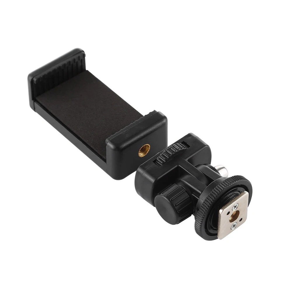 Camera Hot Shoe Phone Tripod Mount Adapter 360° Rotation Camera Hot Shoe Phone Holder for Canon Nikon Sony DSLR Camera