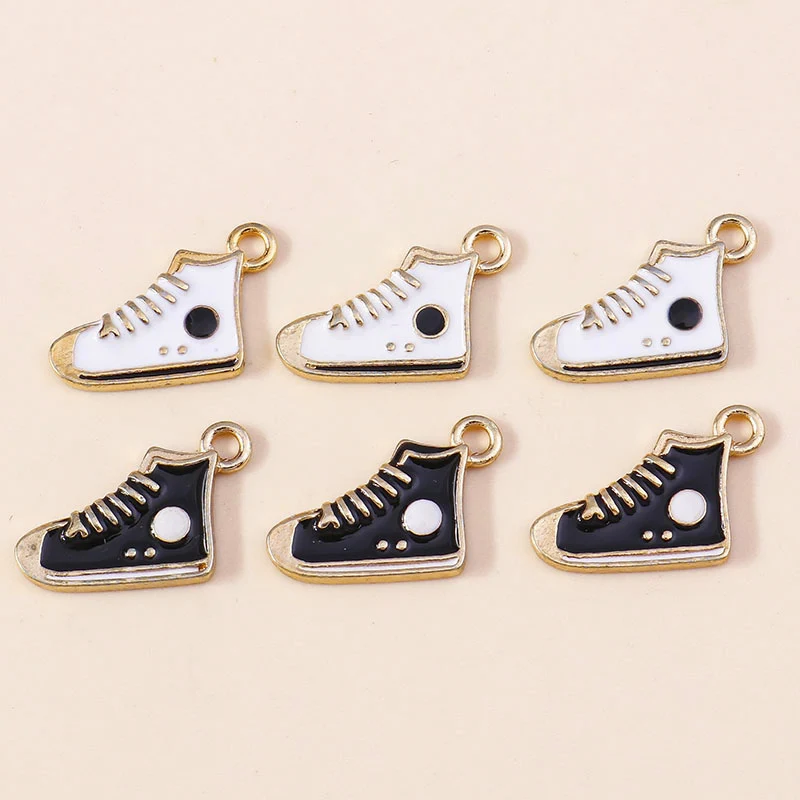 

10pcs 14*11mm Cartoon Enamel Sport Shoes Sneakers Charms Pendants for Necklace Earring DIY Making Handmade Jewelry Accessories