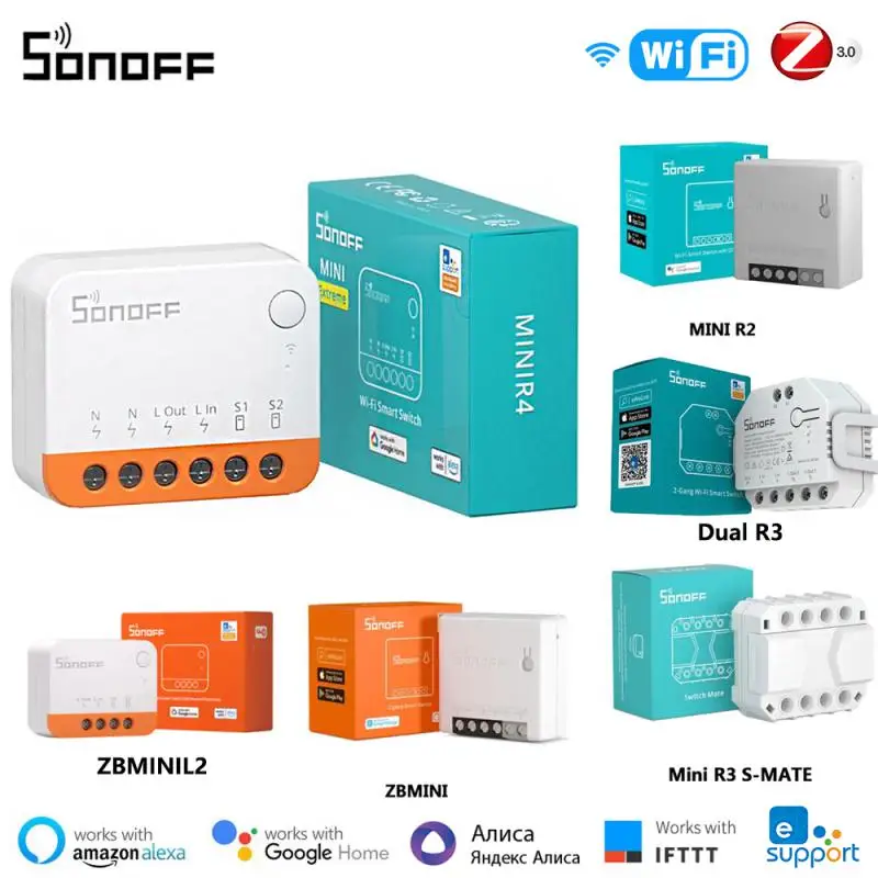 

Sonoff WiFi Mini R2/R4/R3 S-MATE/DUAL R3/R3 Lite/ZBMINIL2 Smart Switch 2 Way via Ewelink app Control for IFTTT Alexa Google Home