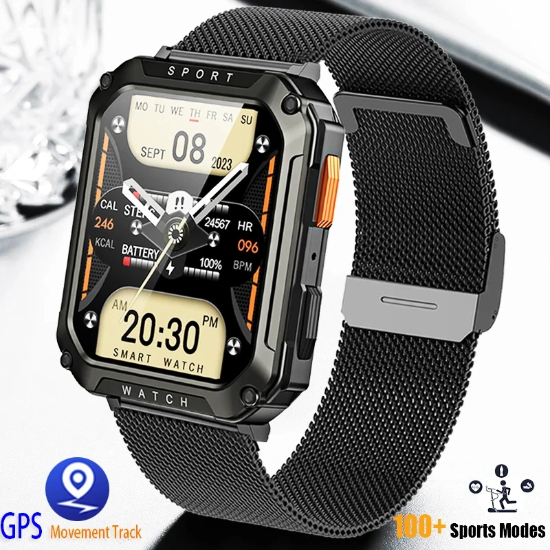2023 New Outdoor Military Smart Watch Men Bluetooth Call Smartwatch Gps Sport Impermeabile Ftiness Tracker Watch Per Huwei Xiaomi